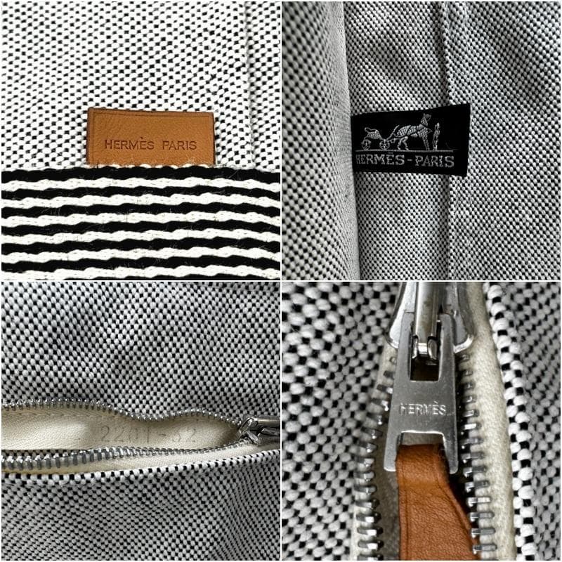 エルメス ニューフールトゥMM　トートバッグ　キャンバス　グレー系 【廃盤】