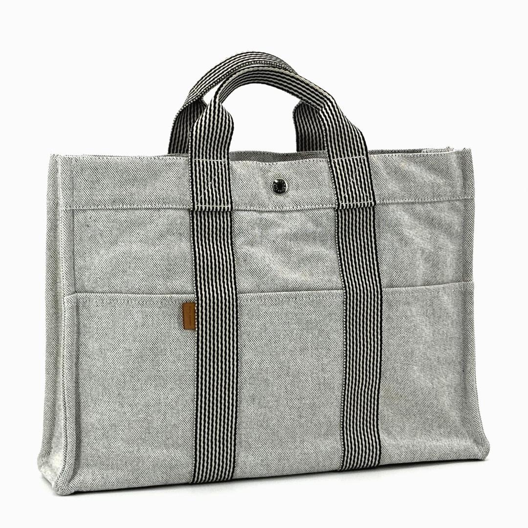 エルメス ニューフールトゥMM　トートバッグ　キャンバス　グレー系 【廃盤】