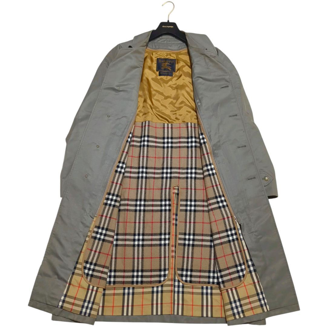 【美品】バーバリー ステンカラーコート XL ライナー付き チェック タマムシ