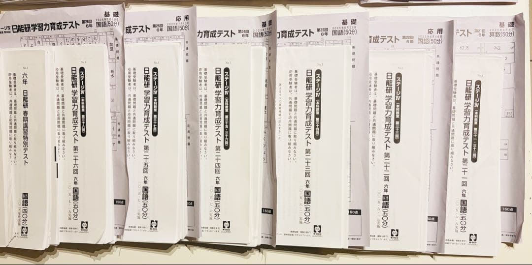 日能研学習力育成テスト6年前期フルセット2025年4教科　春期、夏期、難関校