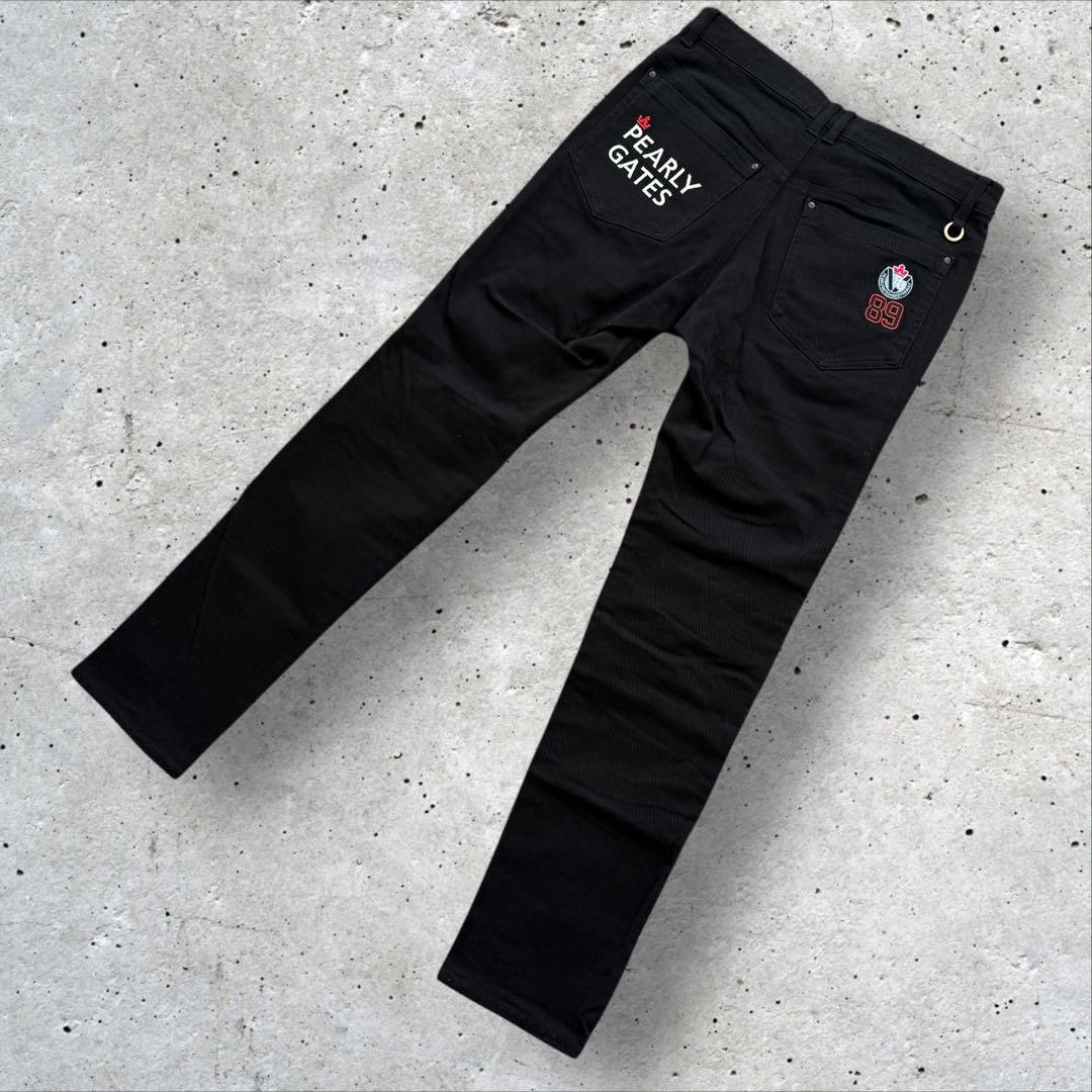 美品　パーリーゲイツ　パンツ　黒　ブラック　M〜L相当　コットン素材　4 ゴルフ