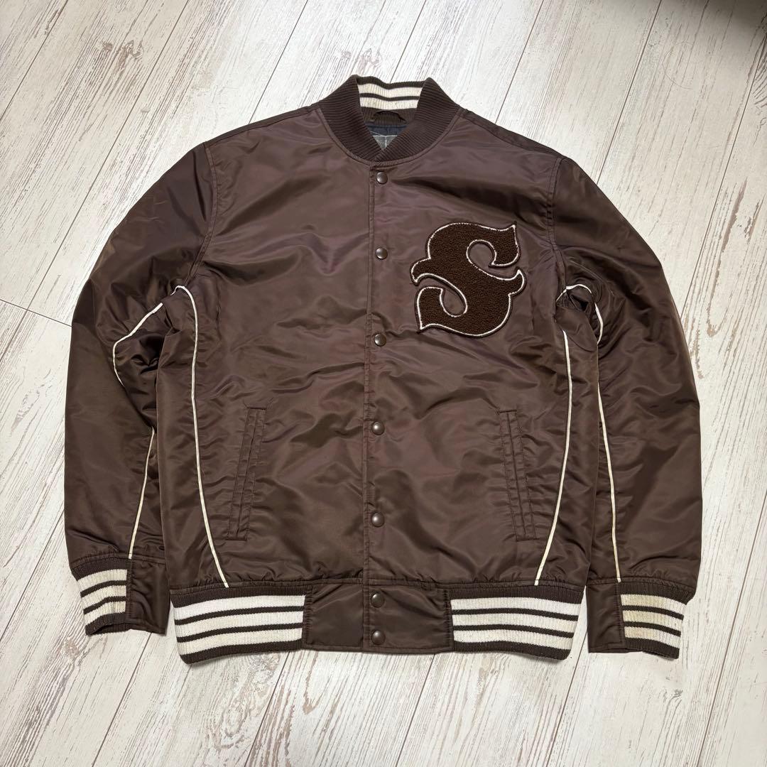 00s stussy スタジャン OLD GOLD Sロゴ　オールドステューシー