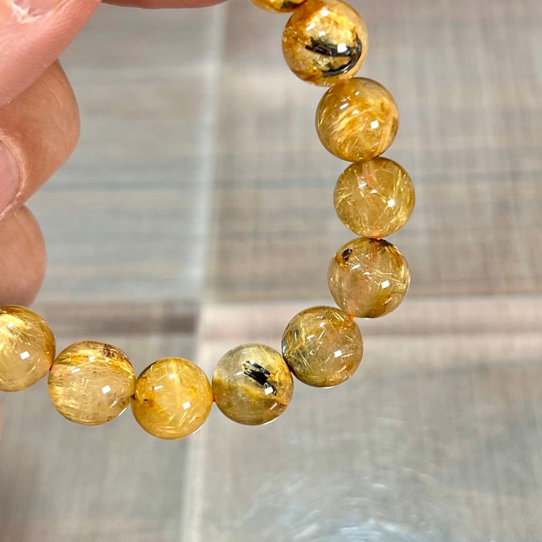 金運強　太陽放射ルチルブレスレット　ヘマタイト　ルチルクォーツ　2-13