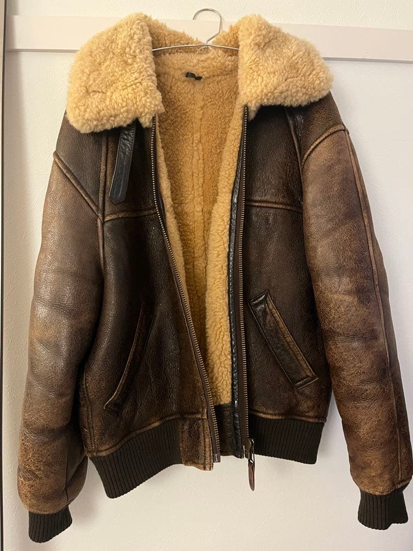 ジャケット・アウター 80s short real mouton bomber jacket