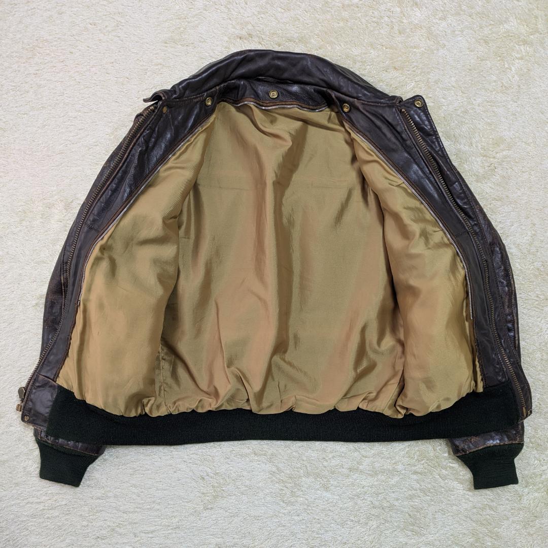 【雰囲気抜群】ショット 184SM レザーフライトジャケット 38 茶