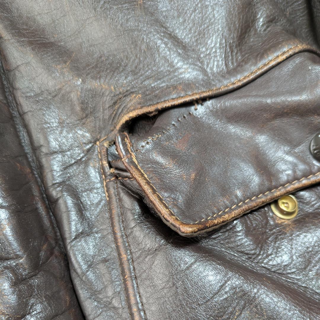 【雰囲気抜群】ショット 184SM レザーフライトジャケット 38 茶