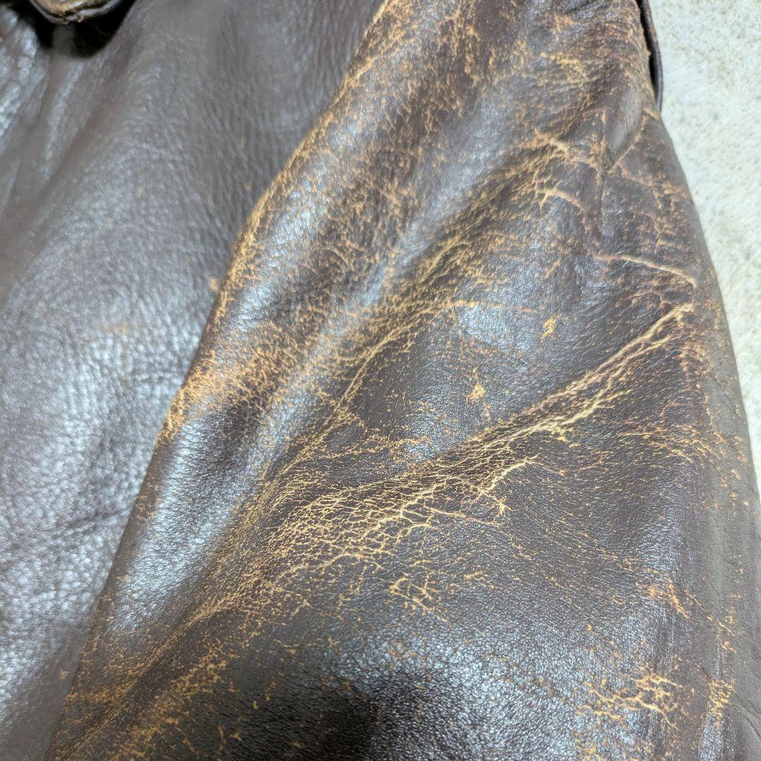 【雰囲気抜群】ショット 184SM レザーフライトジャケット 38 茶