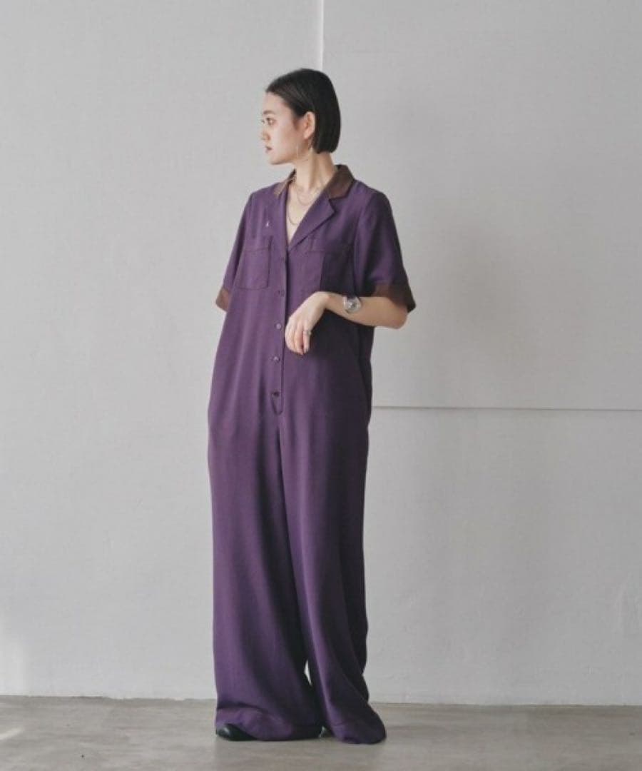 ジョーゼットチェックコンビネゾン　トゥデイフル　パープル