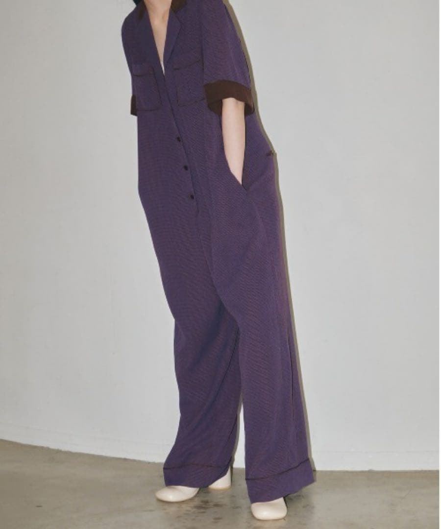 ジョーゼットチェックコンビネゾン　トゥデイフル　パープル