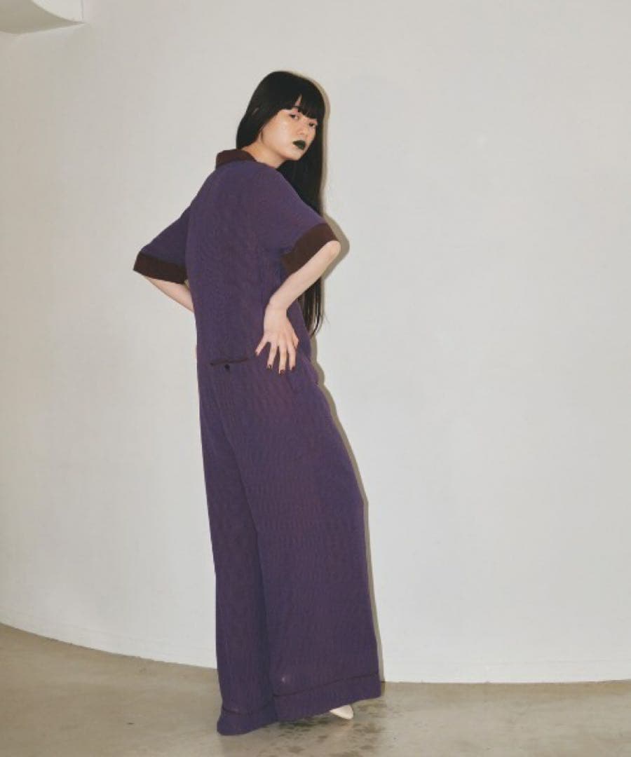 ジョーゼットチェックコンビネゾン　トゥデイフル　パープル