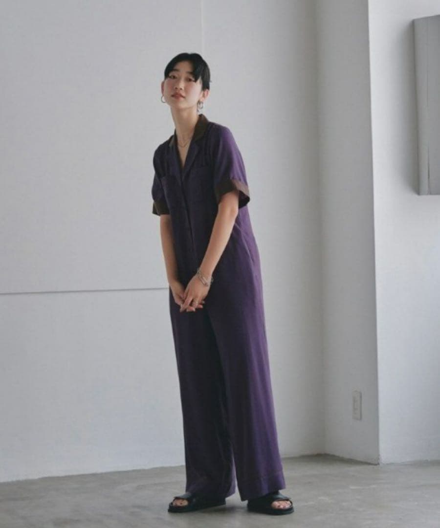 ジョーゼットチェックコンビネゾン　トゥデイフル　パープル