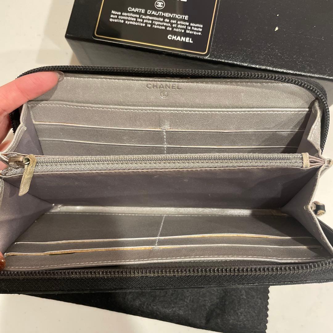 H*i様 CHANEL 長財布 カメリア柄　黒