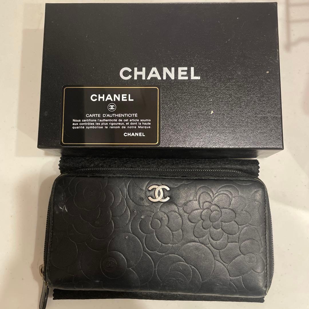 H*i様 CHANEL 長財布 カメリア柄　黒