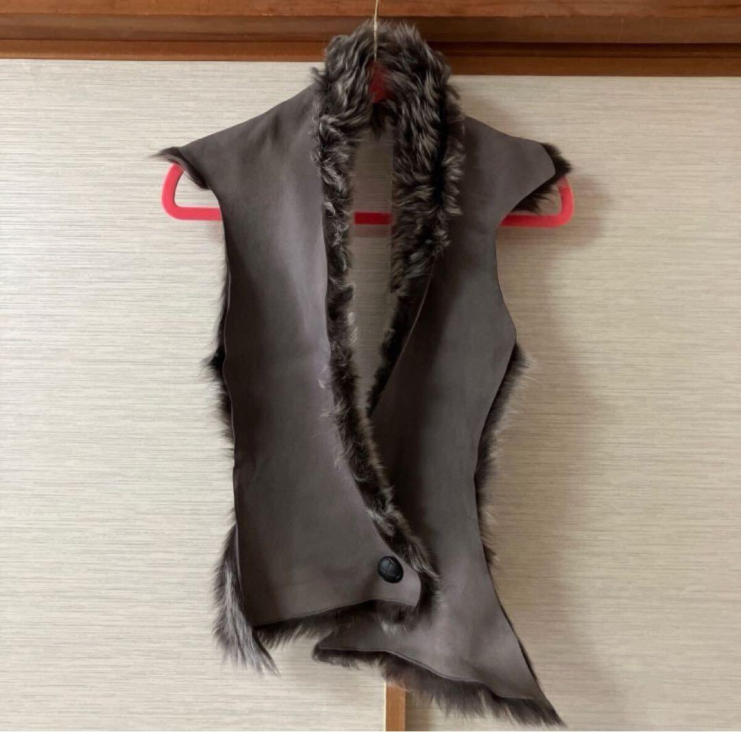 【MK】美品！カールドノヒュー ファーストール ティペット グレー