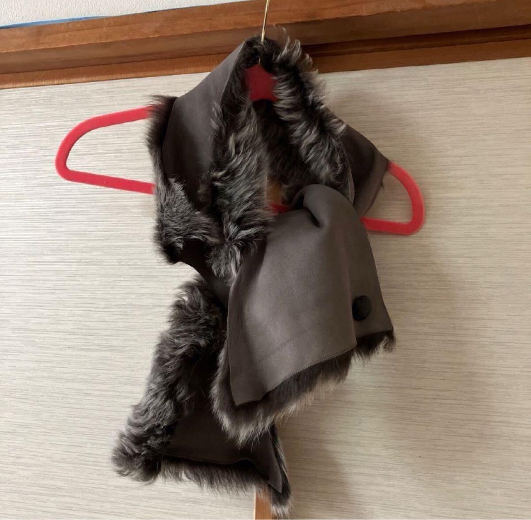 【MK】美品！カールドノヒュー ファーストール ティペット グレー