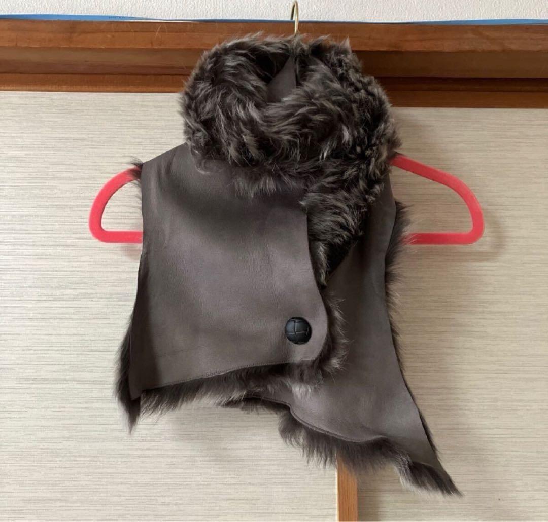 【MK】美品！カールドノヒュー ファーストール ティペット グレー