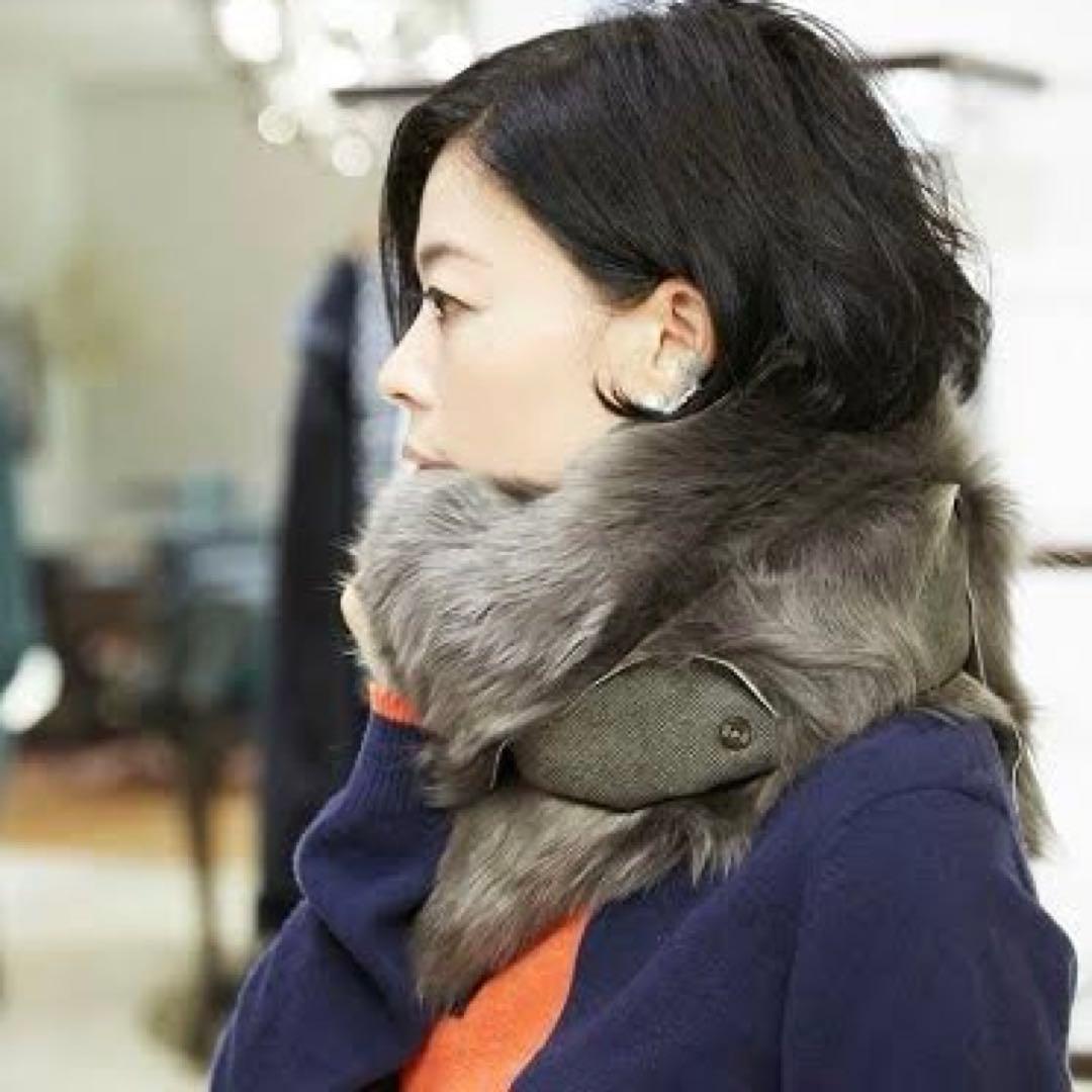 【MK】美品！カールドノヒュー ファーストール ティペット グレー