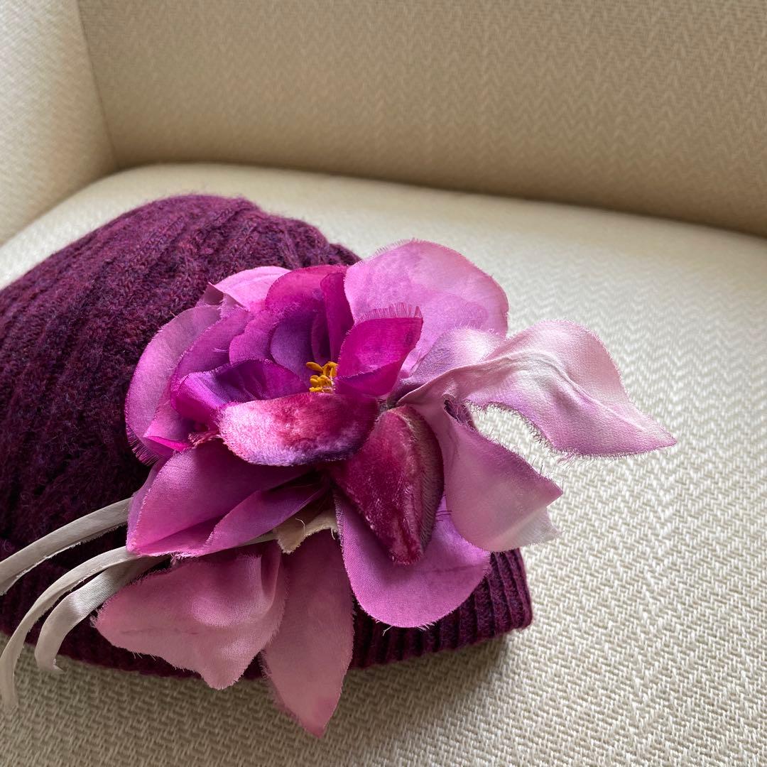 D&G DOLCE&GABBANA コサージュ ニット帽 ビーニー