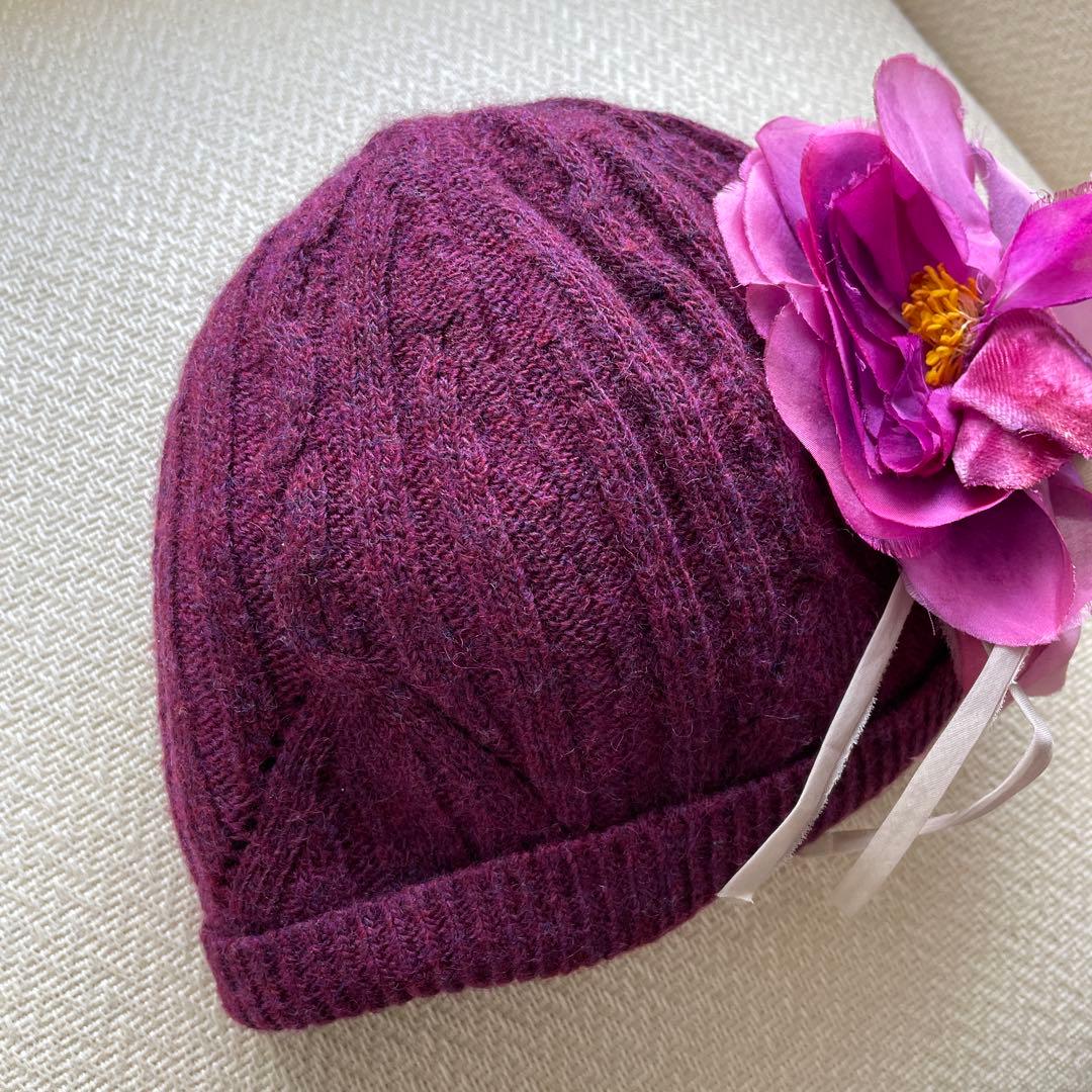 D&G DOLCE&GABBANA コサージュ ニット帽 ビーニー