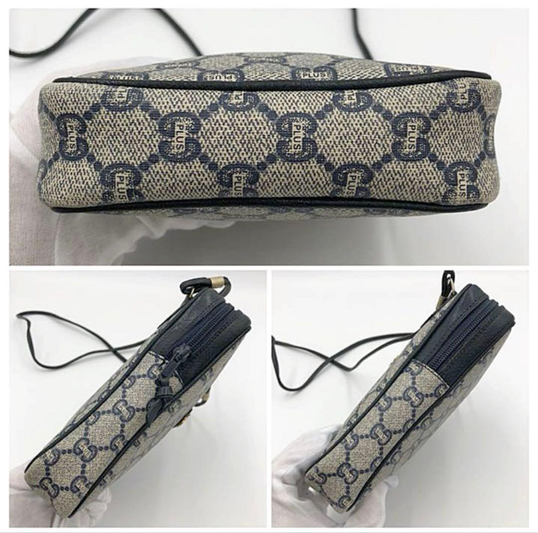 【OLD GUCCI】ミニショルダー 希少ネイビー GG Plus PVC
