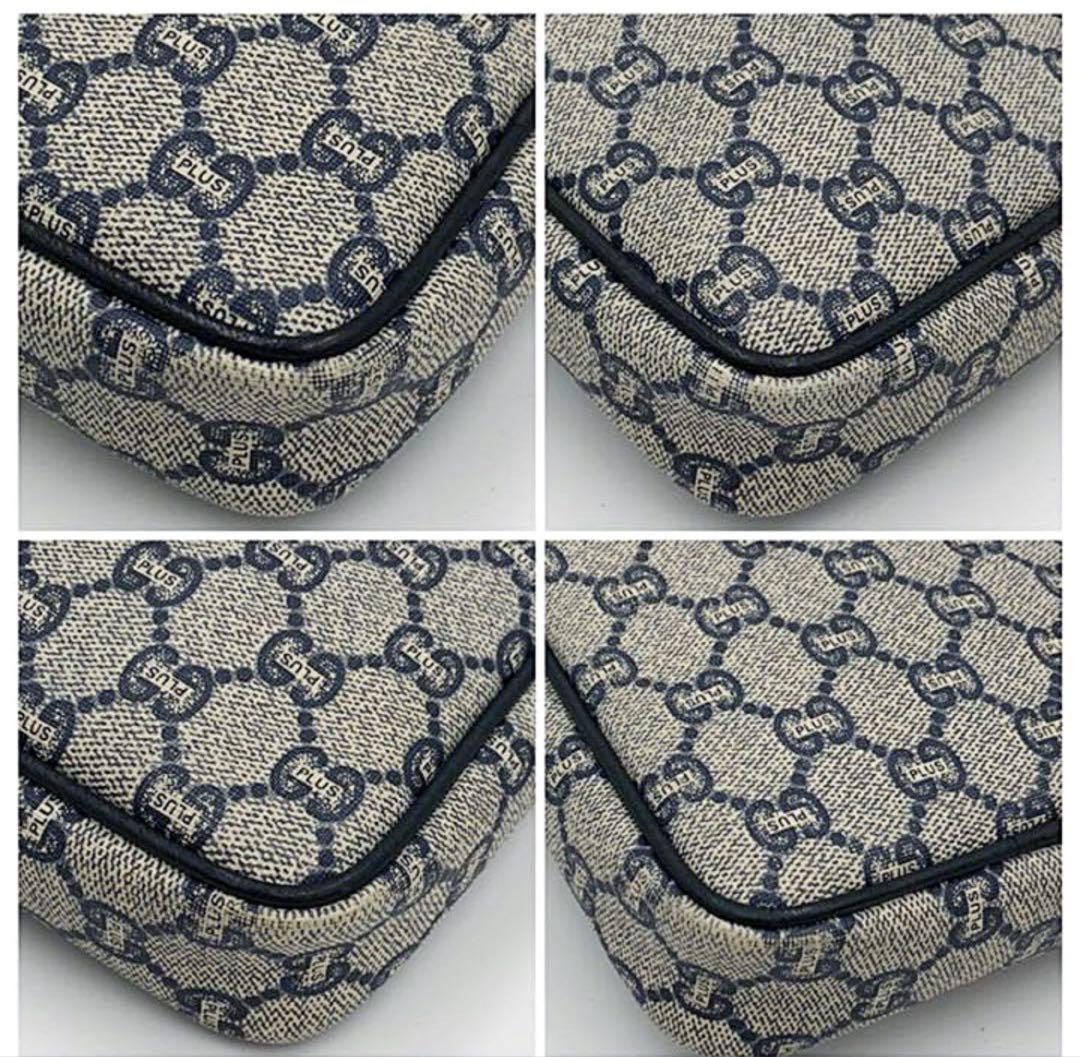 【OLD GUCCI】ミニショルダー 希少ネイビー GG Plus PVC