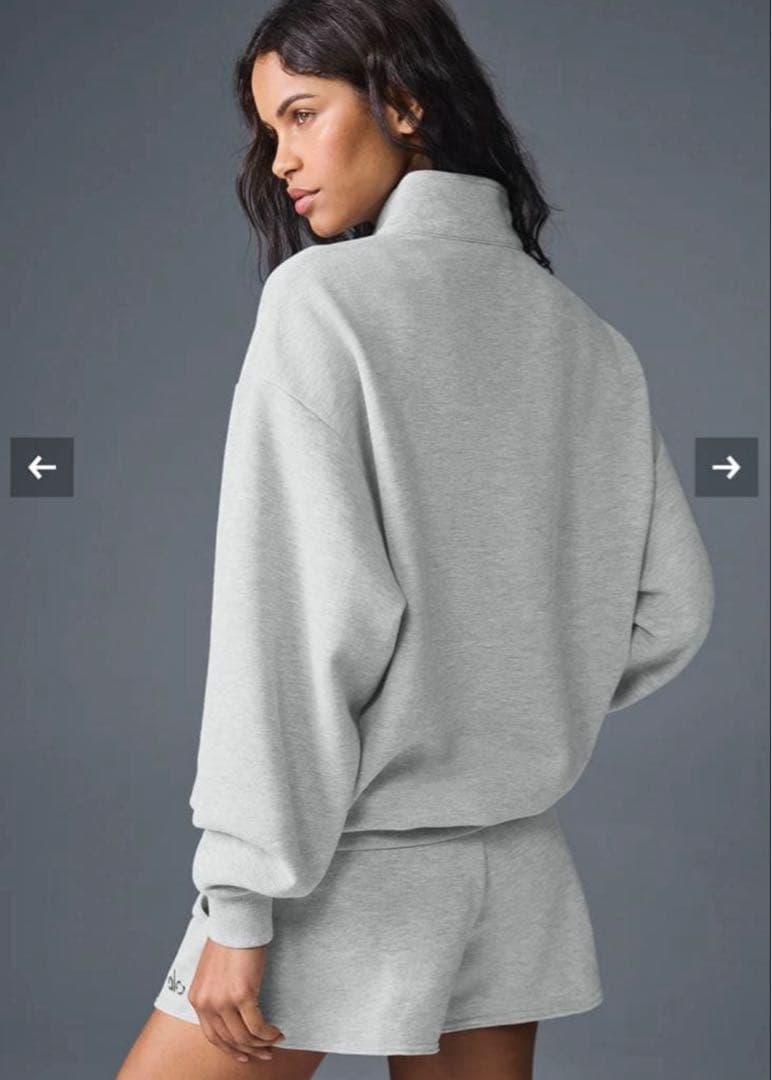 alo yoga アコレード 1/4ジップ プルオーバー　Sサイズ グレー