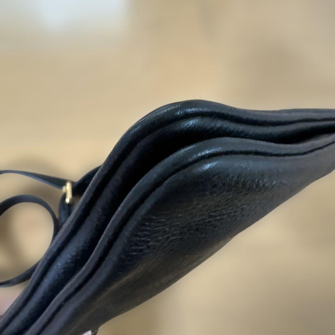 美品　PRADA 1BH046 レザージョルダーバックダブルポシェットブラック