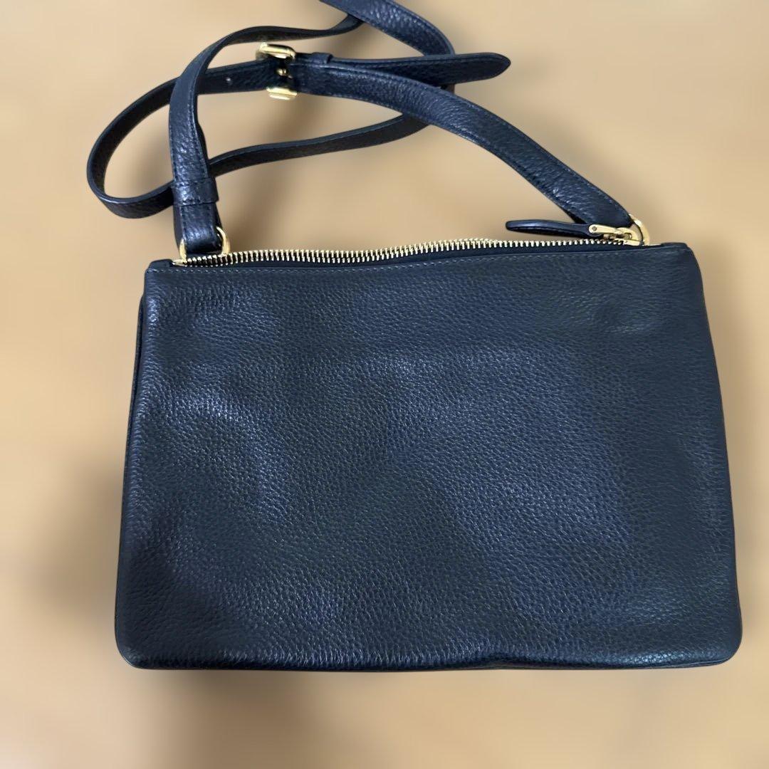 美品　PRADA 1BH046 レザージョルダーバックダブルポシェットブラック