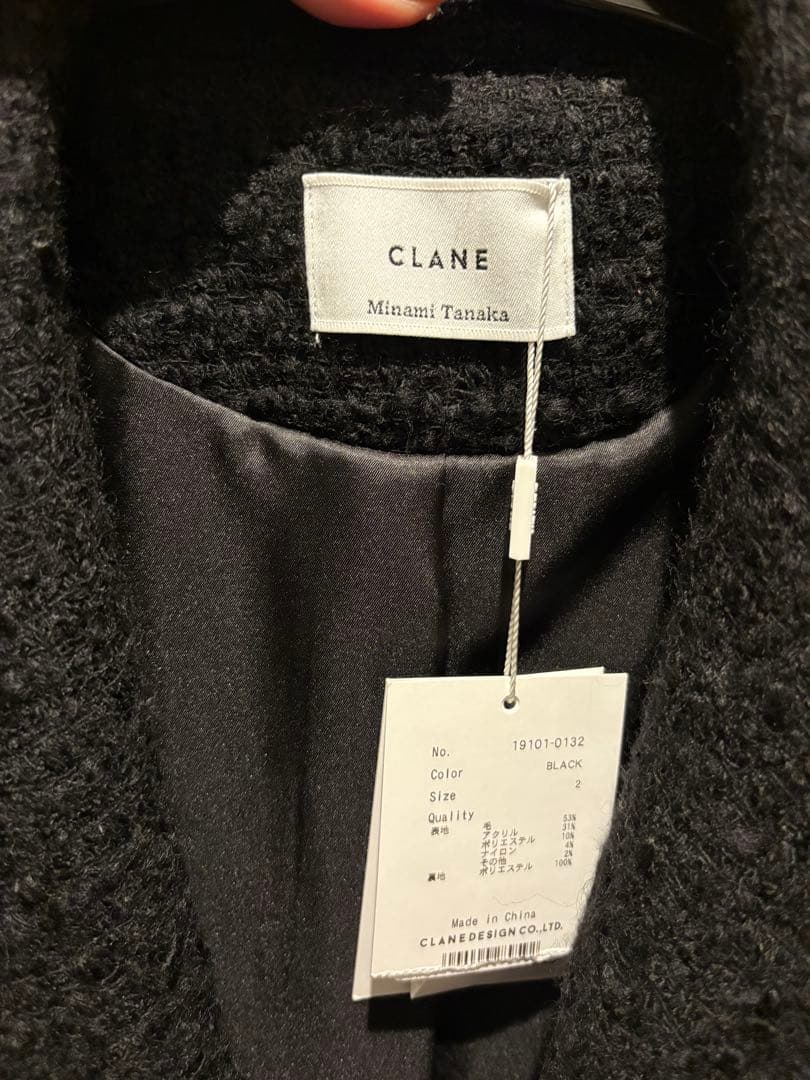 CLANE OVER TWEED COAT 田中みな実 ブラック　サイズ２