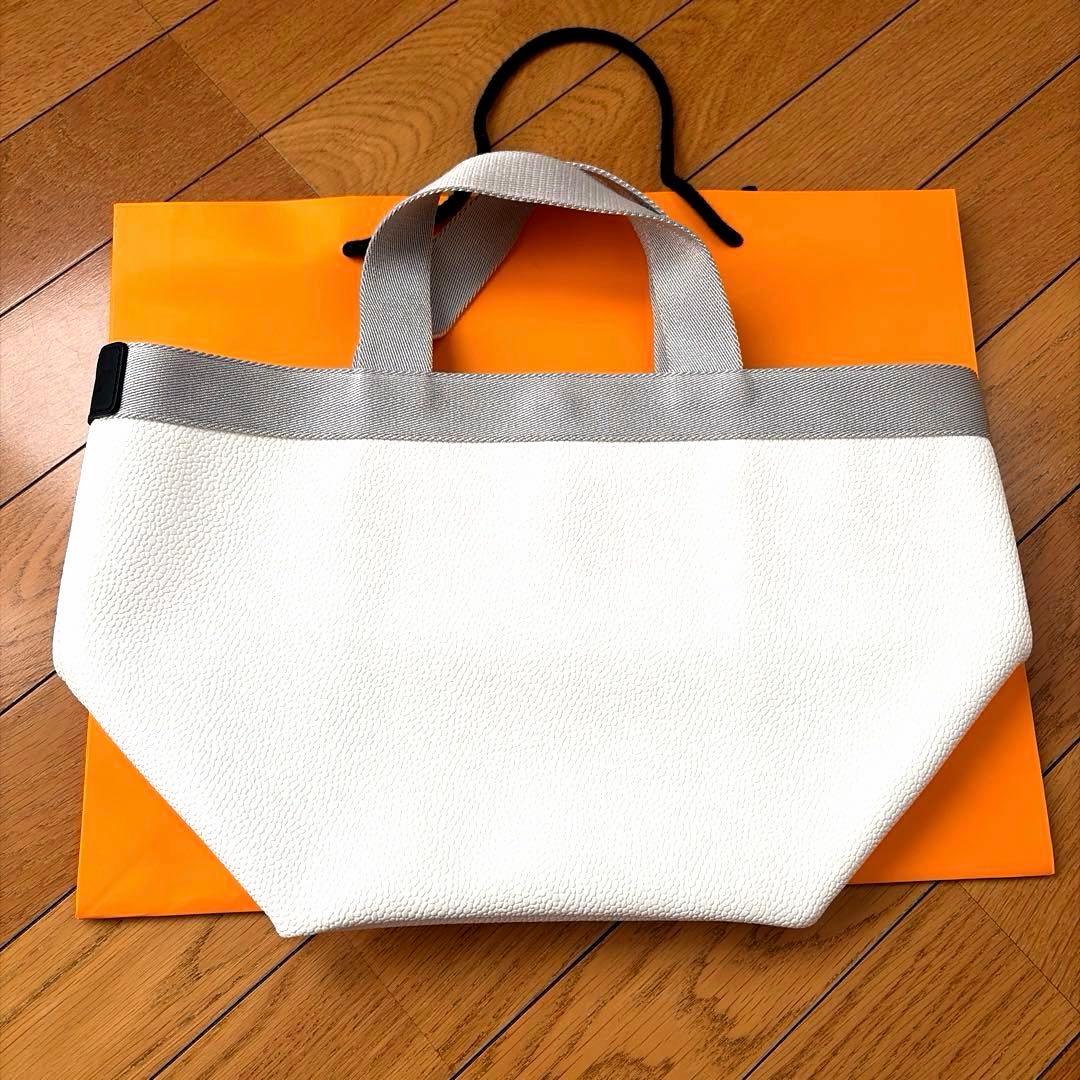 極美品　エルベシャプリエ 707GP ブラン×シルバー　 舟型トート 限定カラー