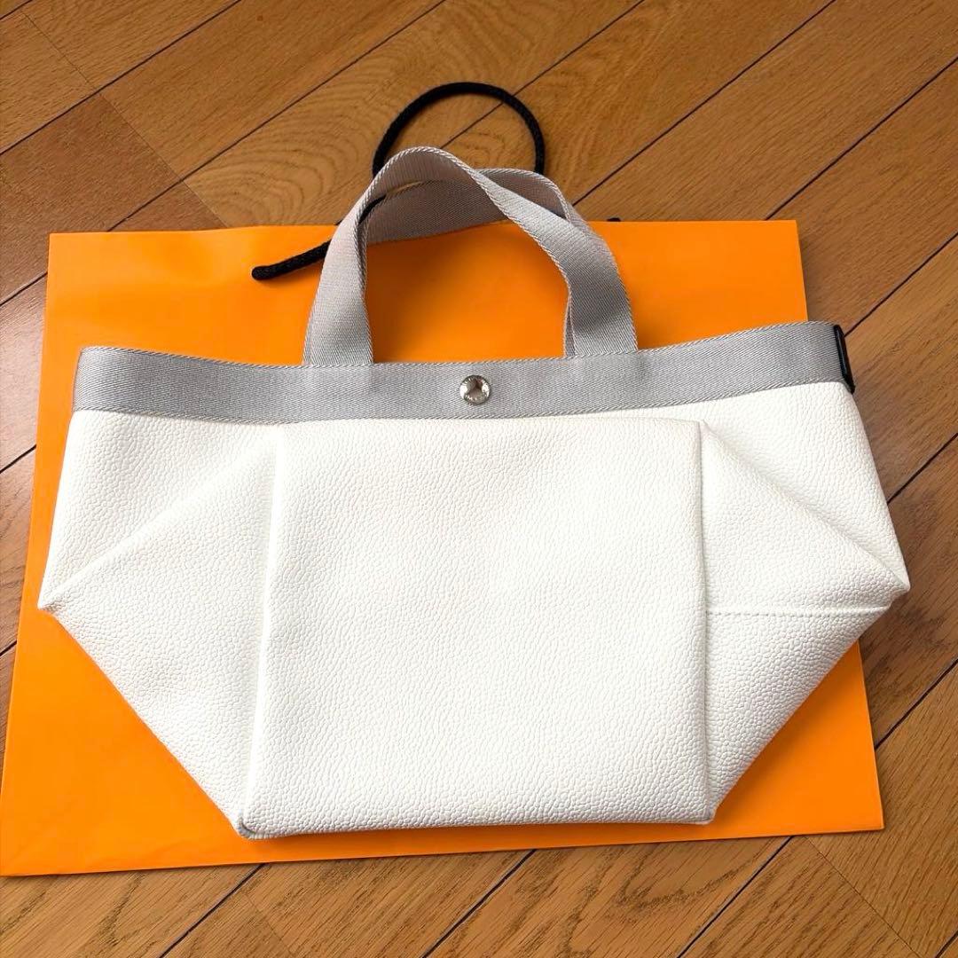 極美品　エルベシャプリエ 707GP ブラン×シルバー　 舟型トート 限定カラー