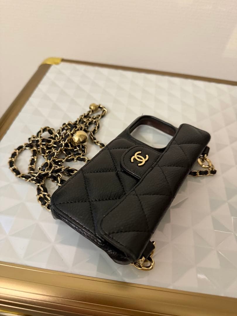 CHANEL✴︎ブラック✴︎レザー✴︎iPhone15proケース
