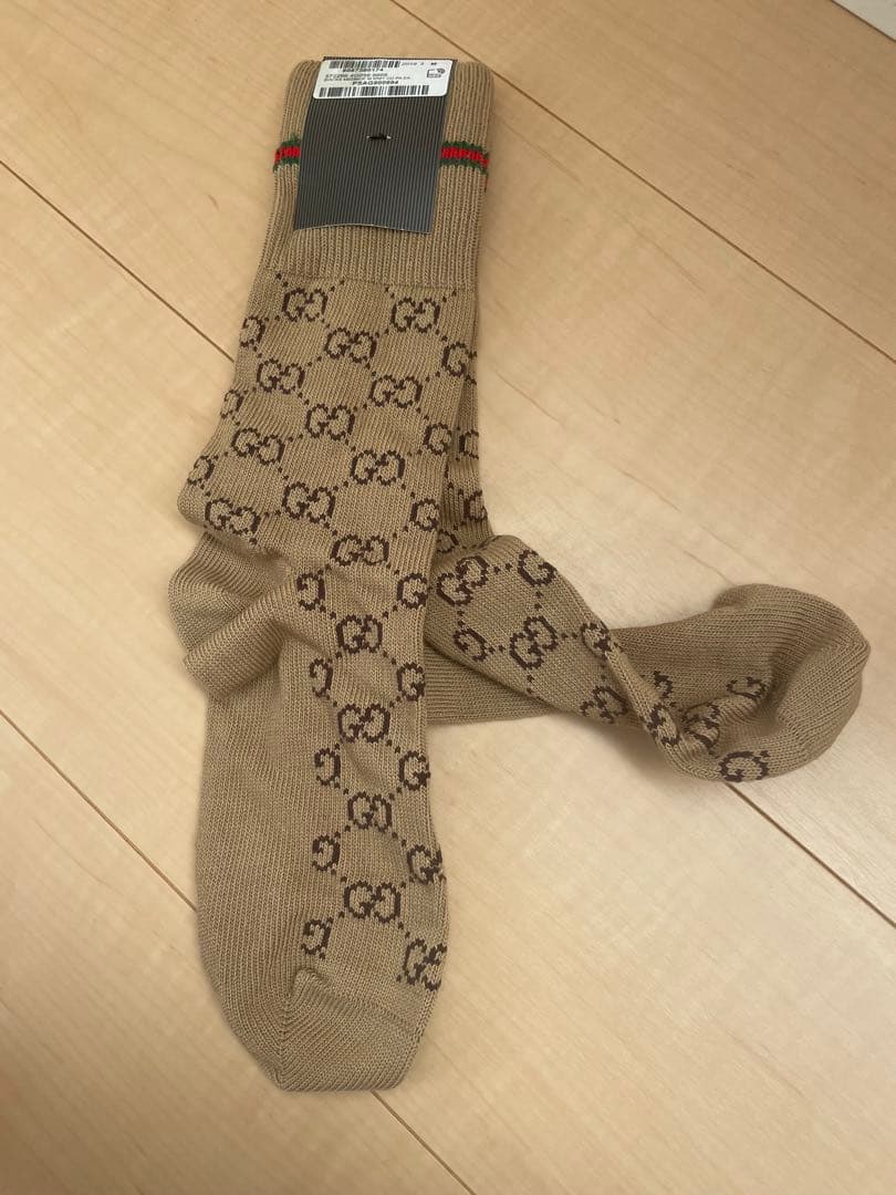 GUCCI ベージュ GGロゴ ソックス M 新品