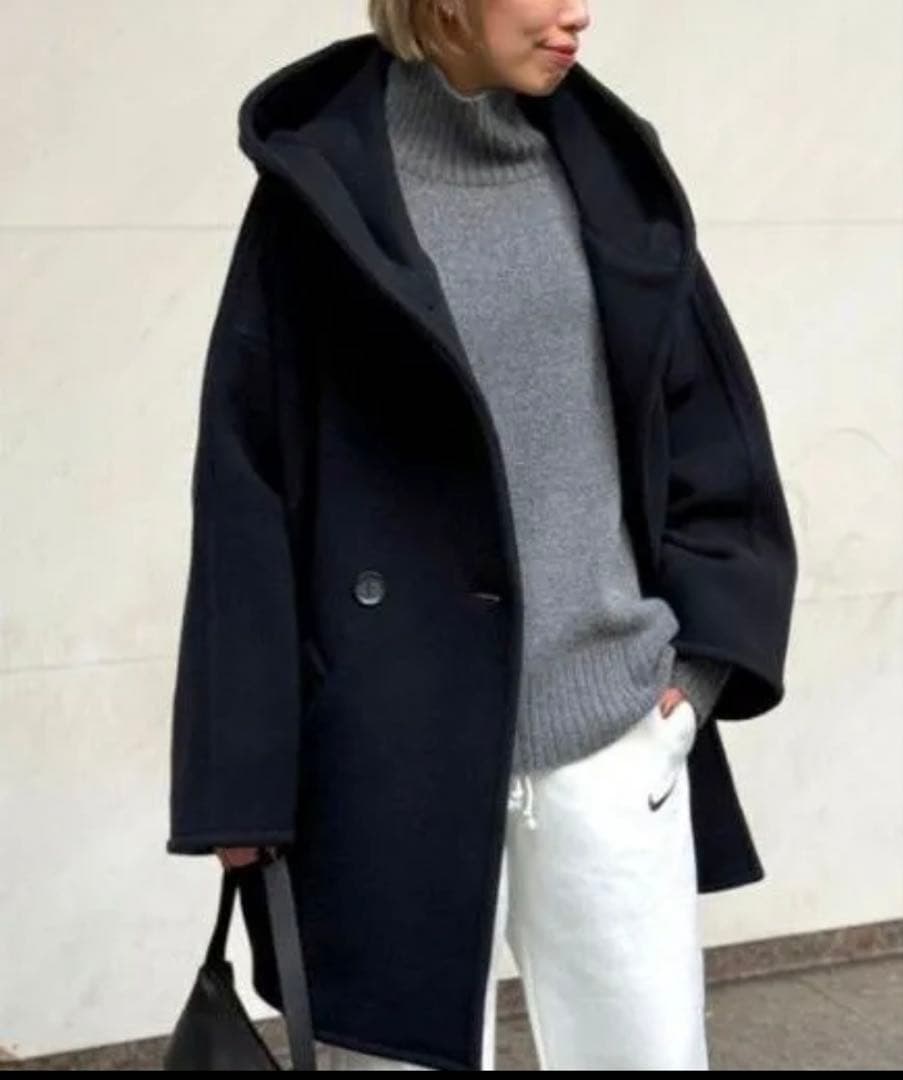 AP STUDIO ライトモッサオーバーフーディーコート　ブラック36