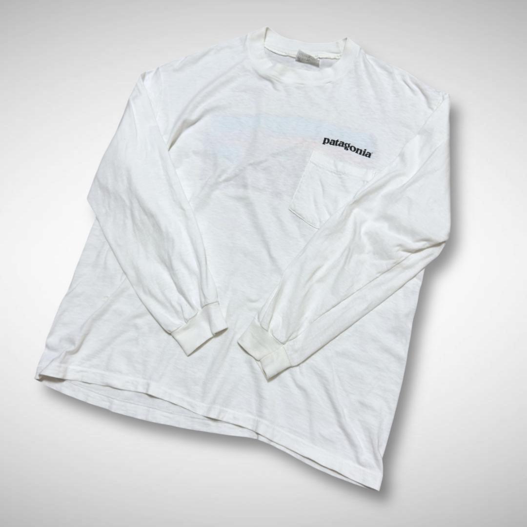 80sアメリカ製パタゴニアビンテージTシャツポケ付きロンT長袖白Lstedman