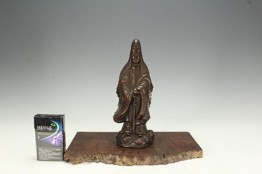 古備前 観音菩薩像 葡萄木敷き板(K-A645)