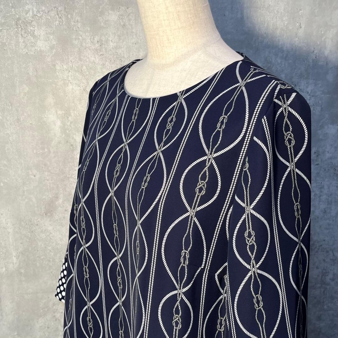 美品☆ レリアン ロープアート&ドット柄 ジャージチュニック 大きい13+サイズ