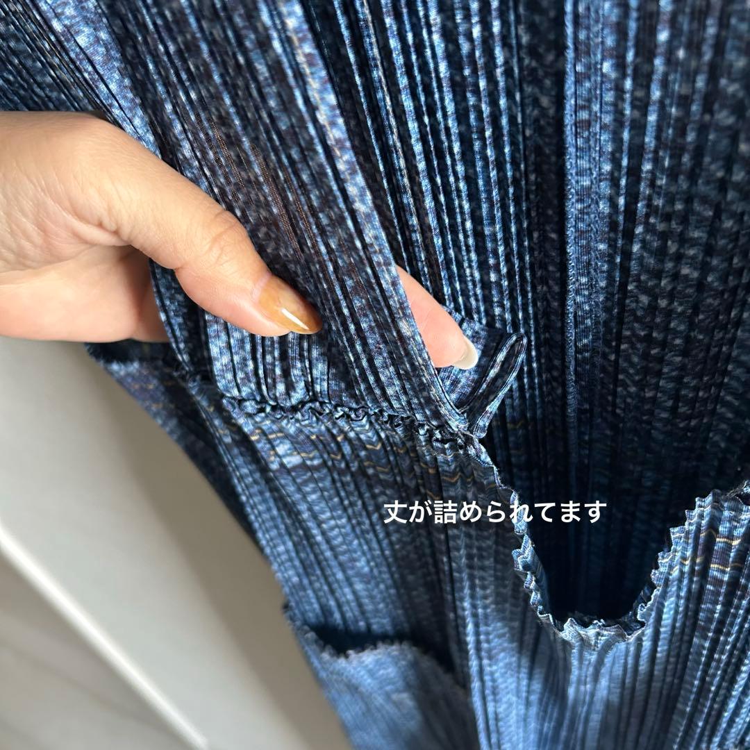 プリーツプリーズ　サロペット　オーバーオール　デニム転写　ブルー