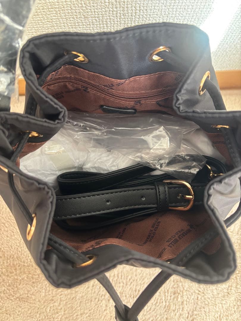 ビバリーヒルズポロクラブ　ナイロン巾着型バッグ（ブラック）