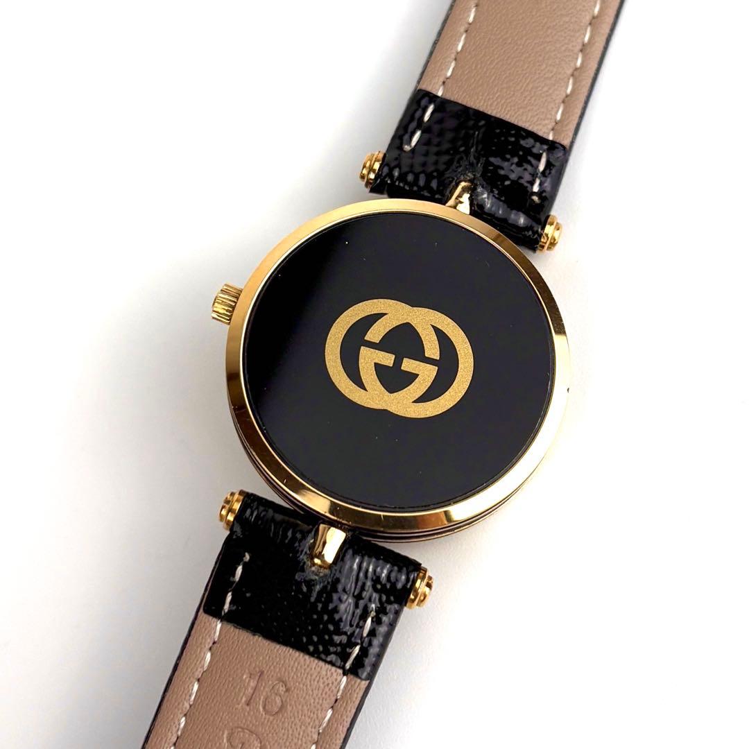 GUCCI　腕時計　シェリーライン　ローマン　ゴールド　リザード型押し　可動品◎