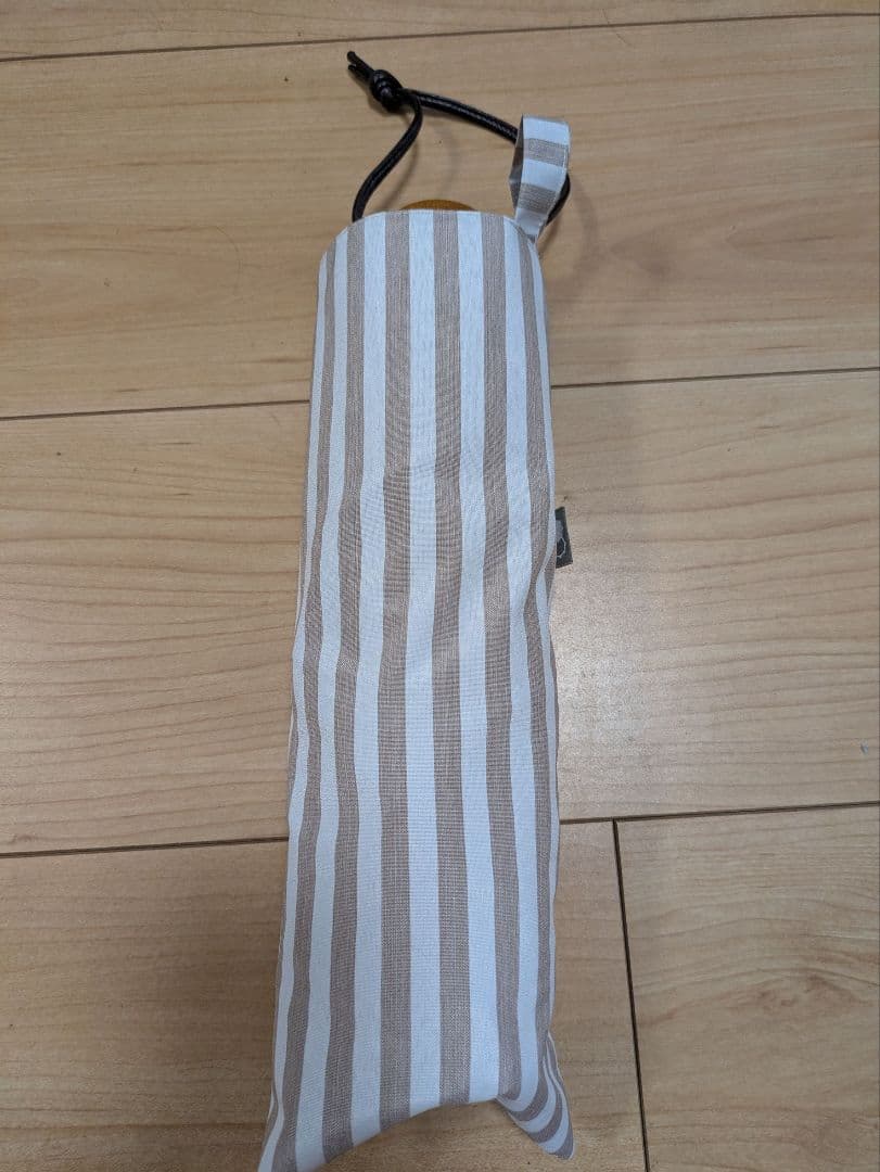 サンバリア100 3段折折りたたみ日傘　ストライプ　モカ