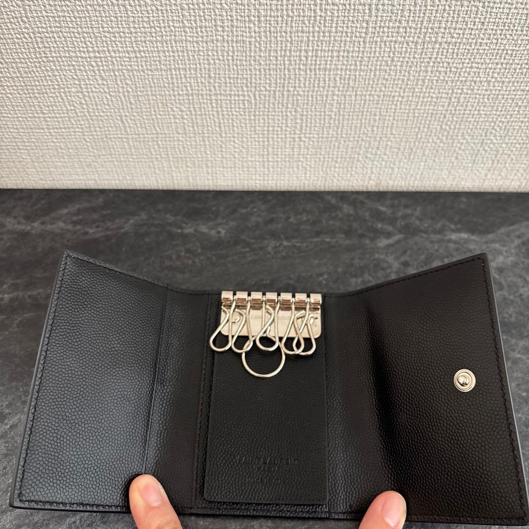 美品　サンローランパリ　6連　キーケース　ブラック　レザー　3つ折り