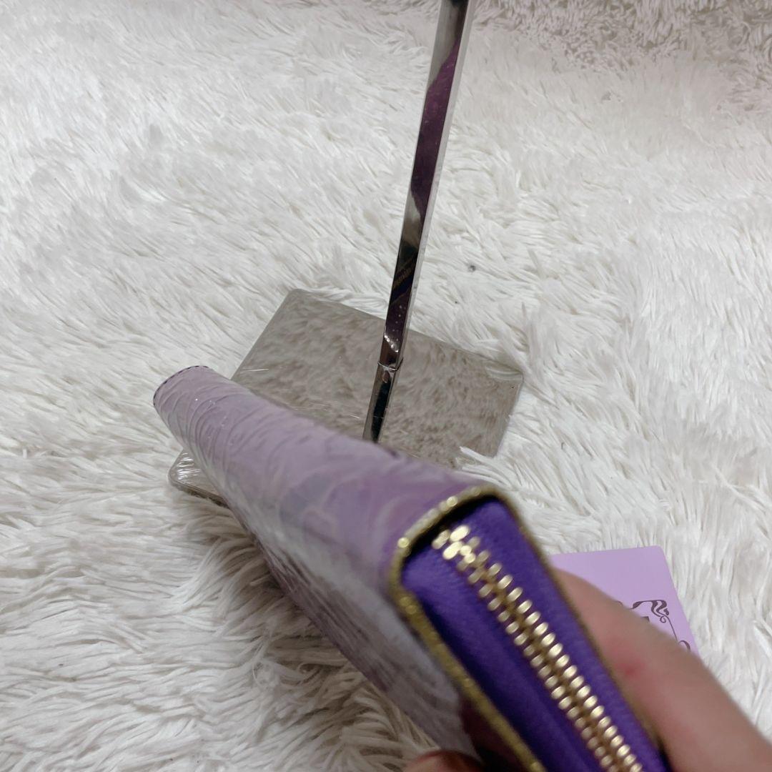 新品 ANNA SUI パープル 長財布 金具ロゴ 新品 レディース
