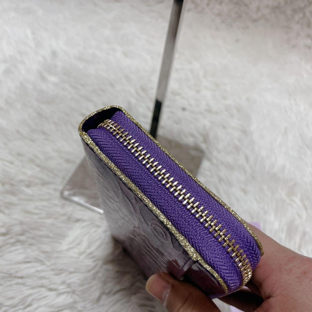 新品 ANNA SUI パープル 長財布 金具ロゴ 新品 レディース