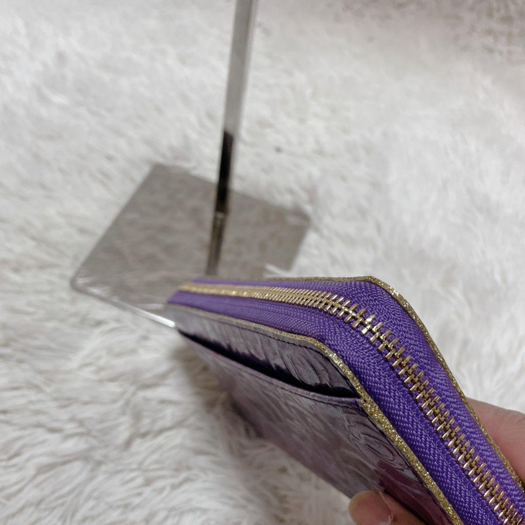 新品 ANNA SUI パープル 長財布 金具ロゴ 新品 レディース
