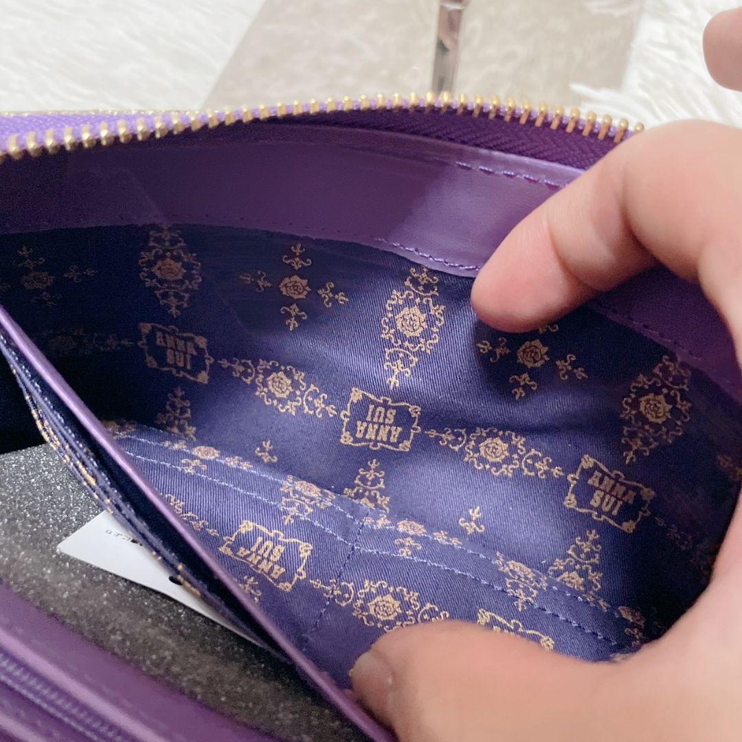 新品 ANNA SUI パープル 長財布 金具ロゴ 新品 レディース