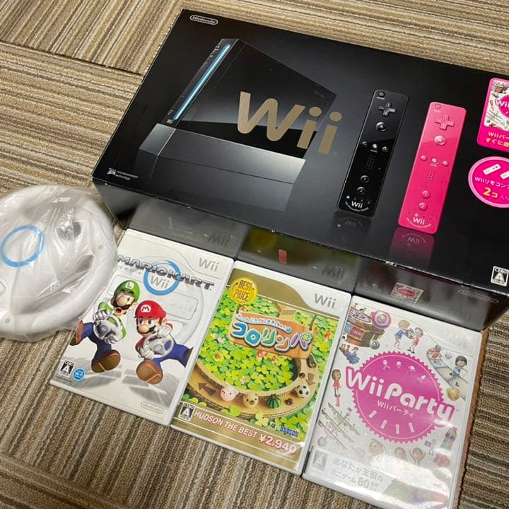 5点セット Wii本体 マリオカート ハンドル コロリンパ Wii Party