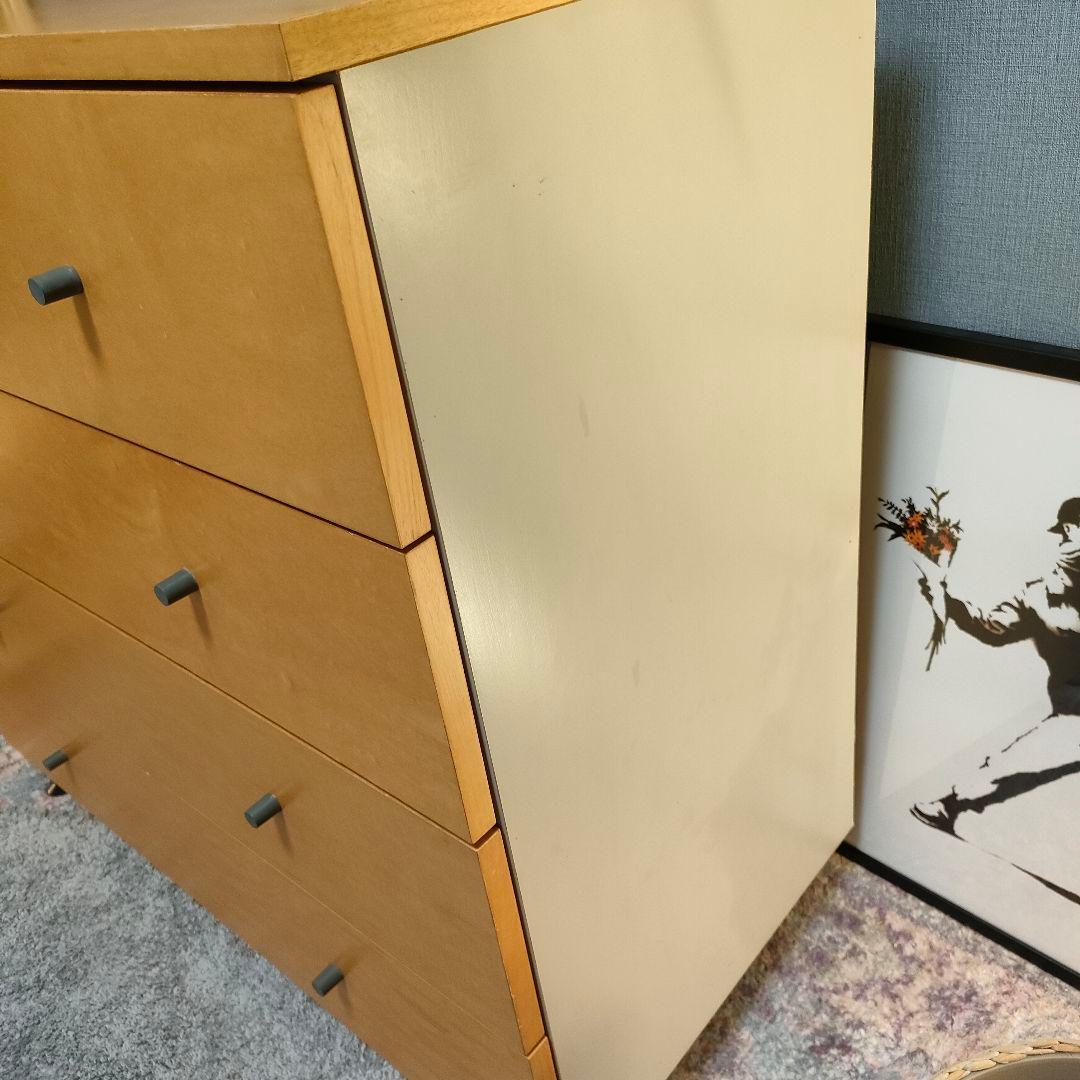 【廃盤品】無印良品 木製チェストワイド 脚付き 4段収納