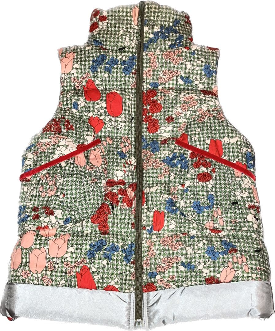 キャシャレル babyjane Cacharel 花柄 リバーシブル 中綿ベスト