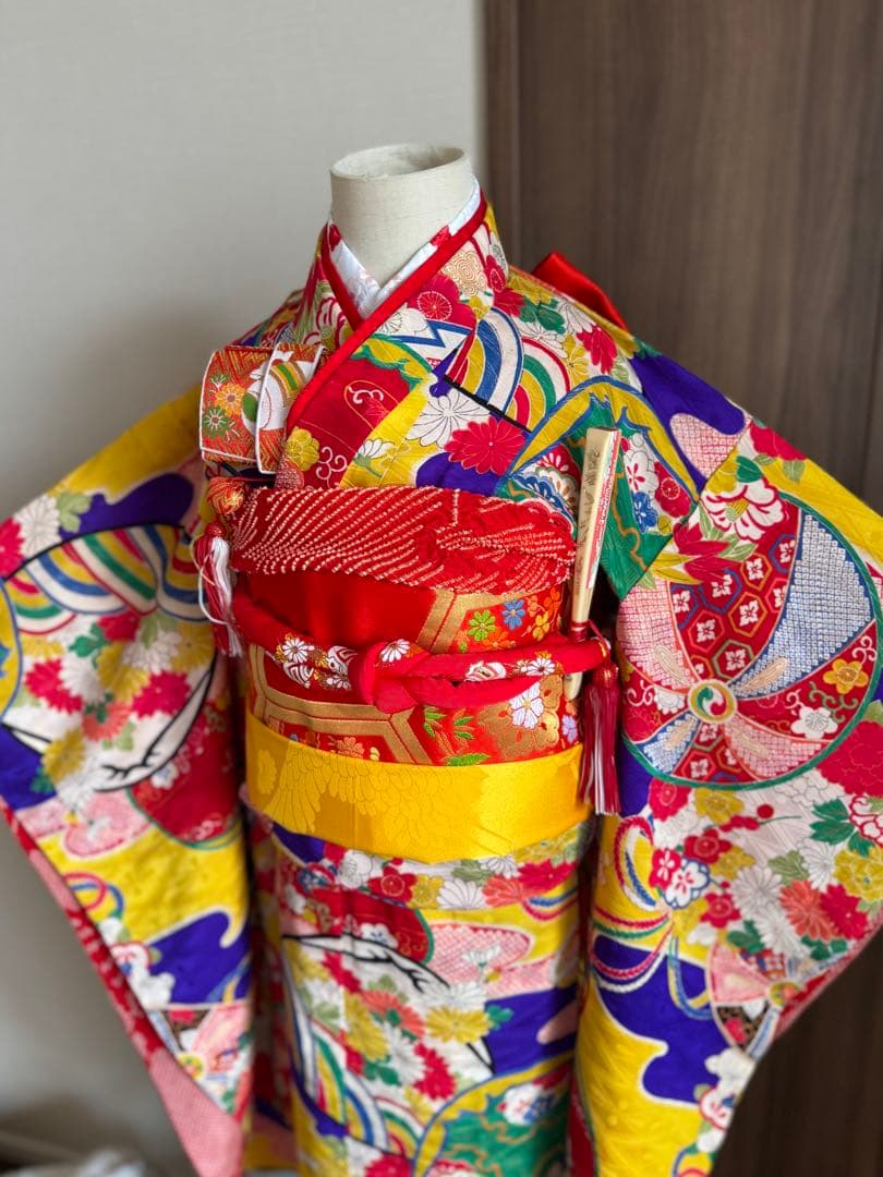 七五三に★正絹　アンティークエ霞に鞠と貝合わせ文様着物と袋帯のセット